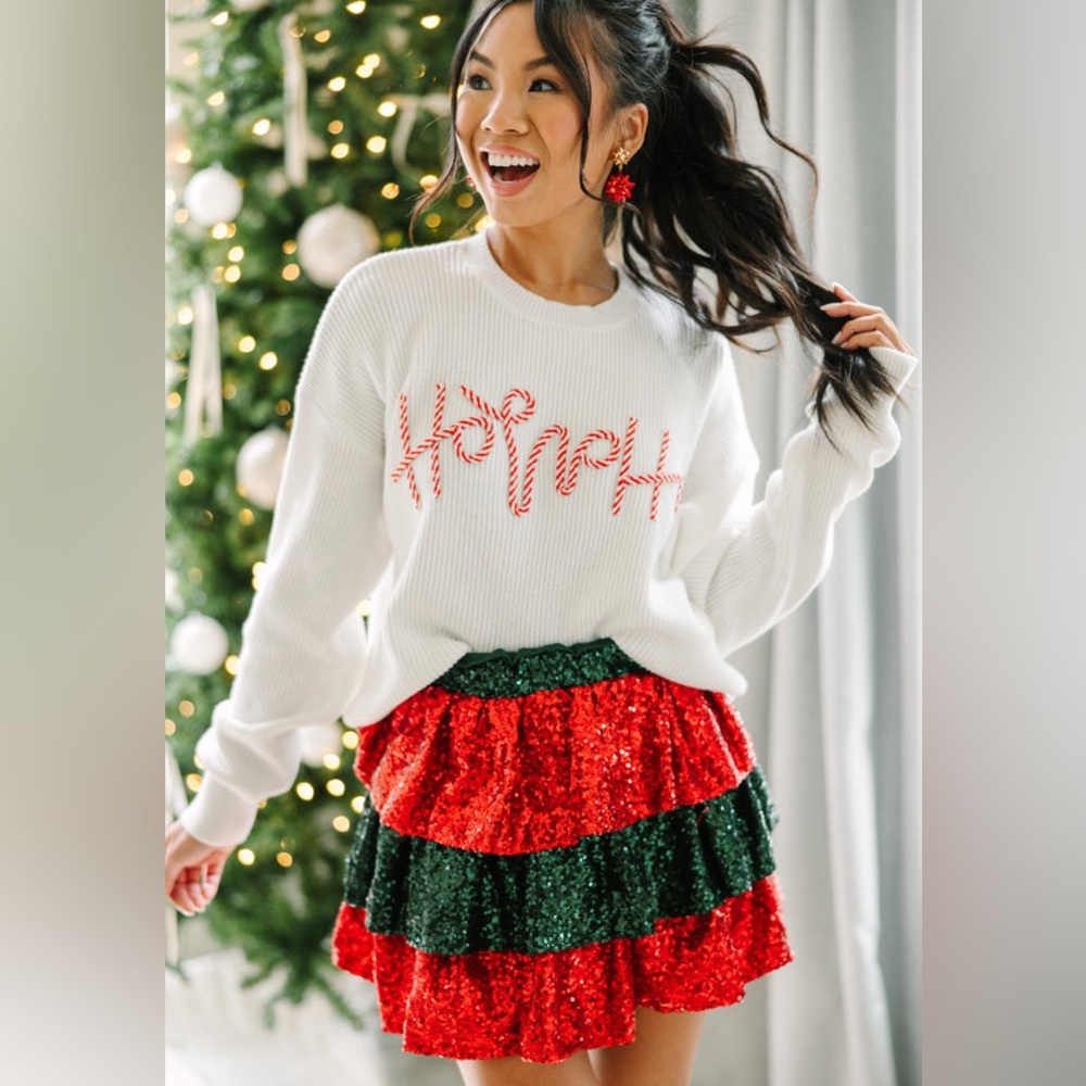 🍒BOGO50%🍒 🆕🤍WHY DRESS: Hohoho White Knit Sweater MEDIUM
